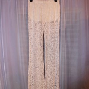 Sheer Ivory Lace Flare Pant